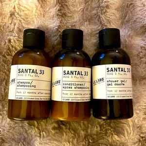 $81 !!! 3X LE LABO SANTAL 33 Shampoo, Conditioner & Shower Gel EACH 3 FL OZ